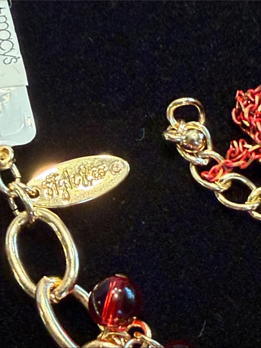 Style & Co. Gold-Tone Bracelet with Red Beads and Tassels